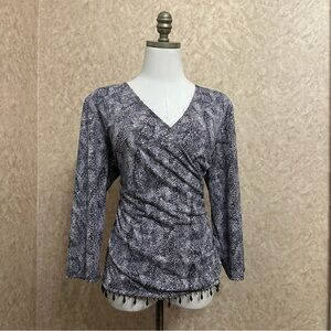 VTG Y2K 90s Pink Snake Print Fringe Beaded Wrap Style Top